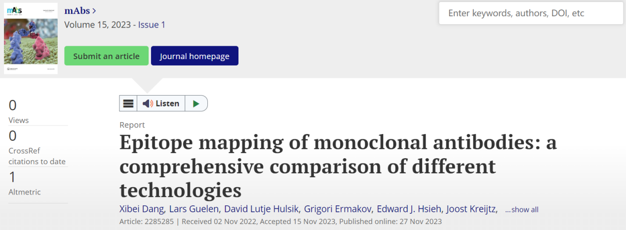 Comparison of mapping techniques of different antibody epitopes