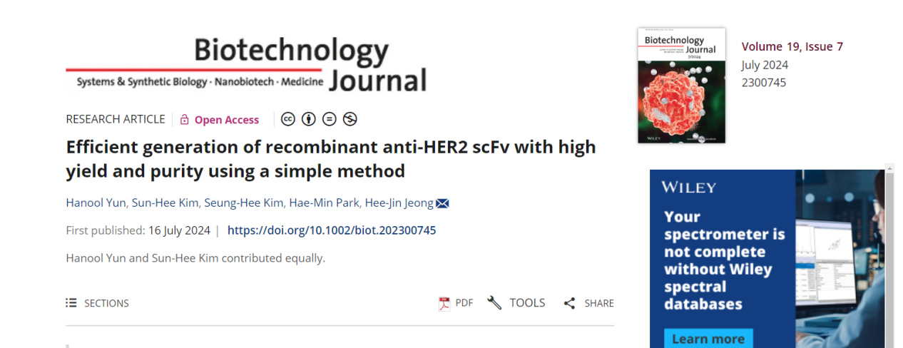 Efficient generation of recombinant anti-HER2 scFv with high yield and purity