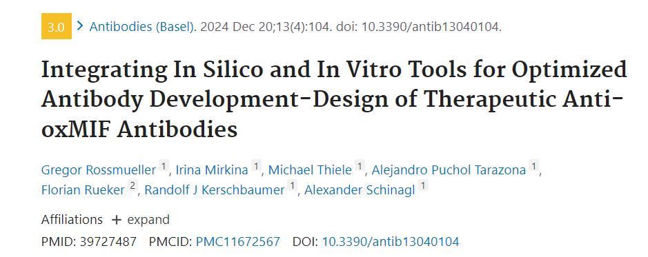 Optimized development of therapeutic anti-oxMIF antibodies based on computer and in vitro tools