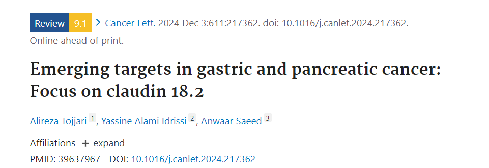 claudin18.2 is a new target for gastric and pancreatic cancer