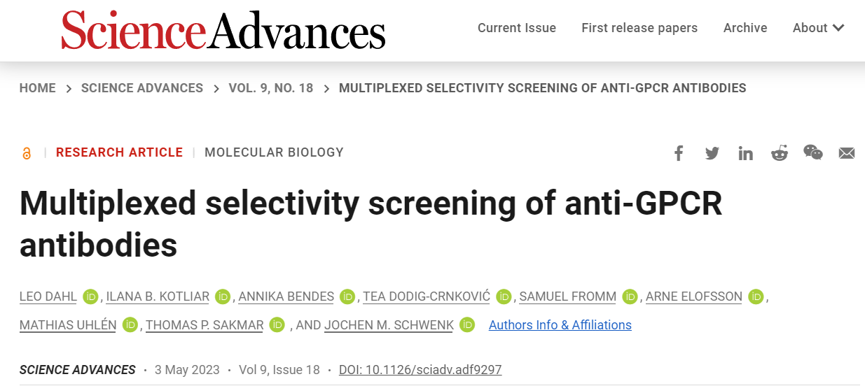 抗GPCR抗体的多重选择性筛选 抗GPCR抗体的多重选择性筛选